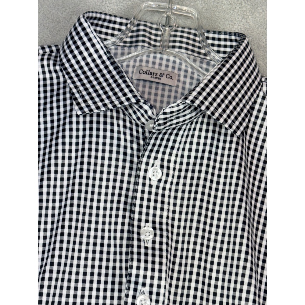 Collars & Co Mens XL Black White Gingham Short Sleeve‎ Button Down Shirt NWT